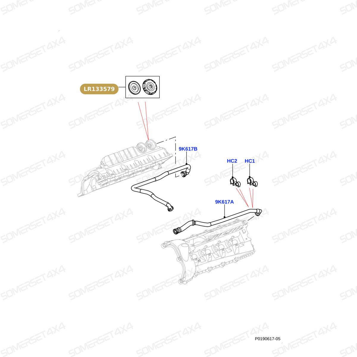 LR133579 LAND ROVER - SERVICE KIT-PCV VALVE 3.0SC 5.0NA+SC L319;L320;L322;L405;L462;L494 From ALLMAKES