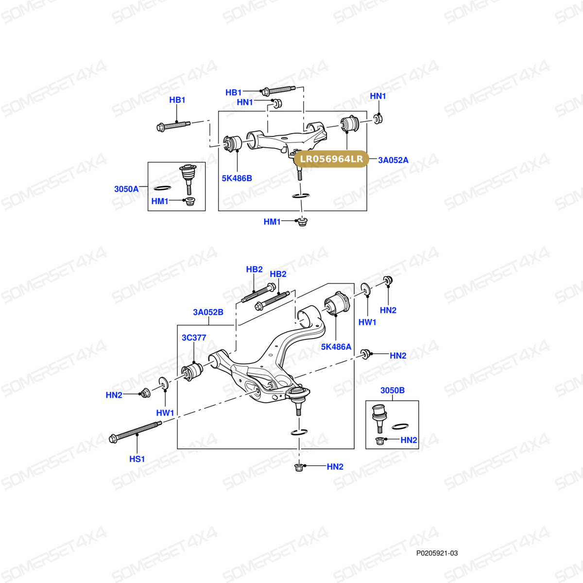 LR056964LR GENUINE LAND ROVER - Bush - Arm