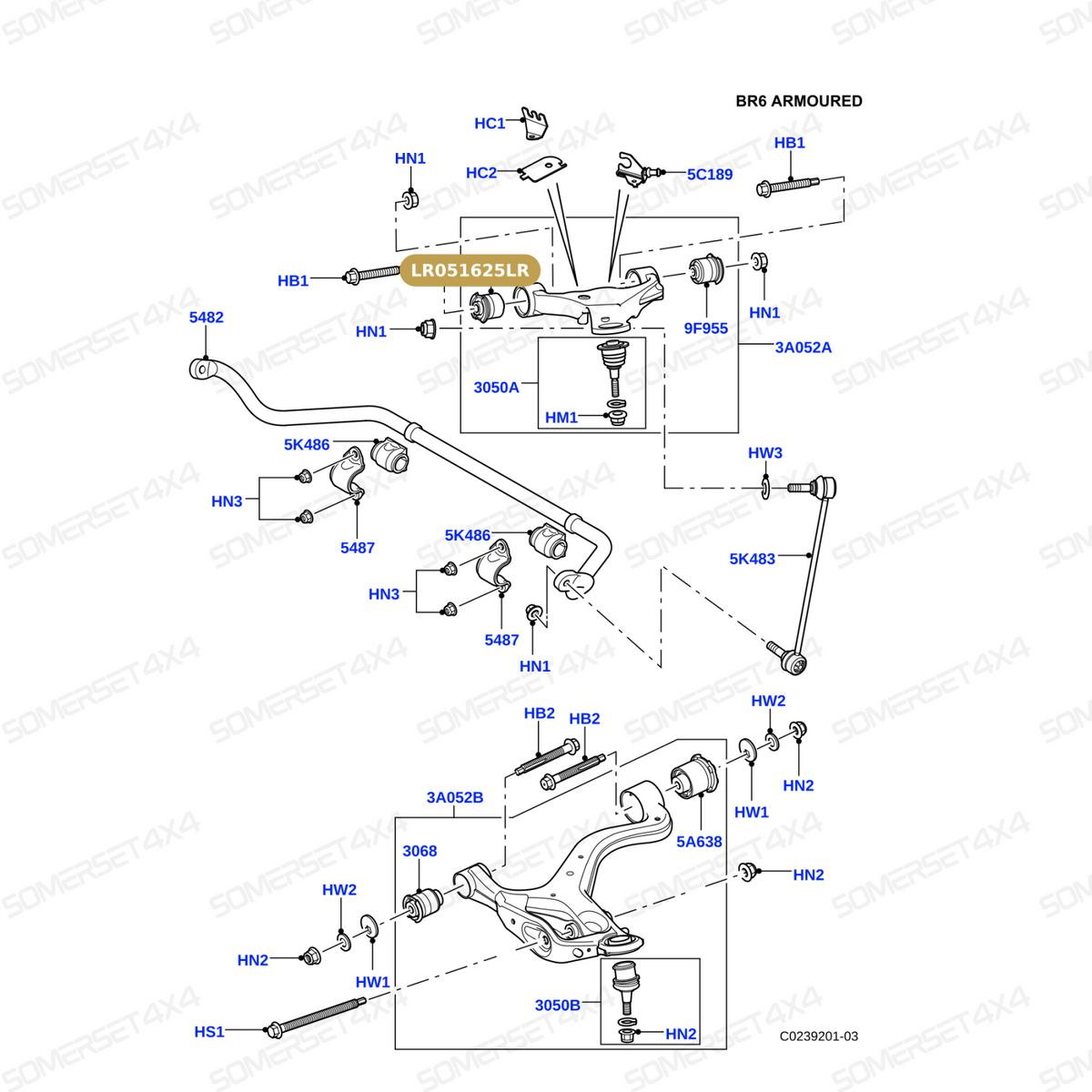 LR051625LR GENUINE LAND ROVER - Bush - Arm