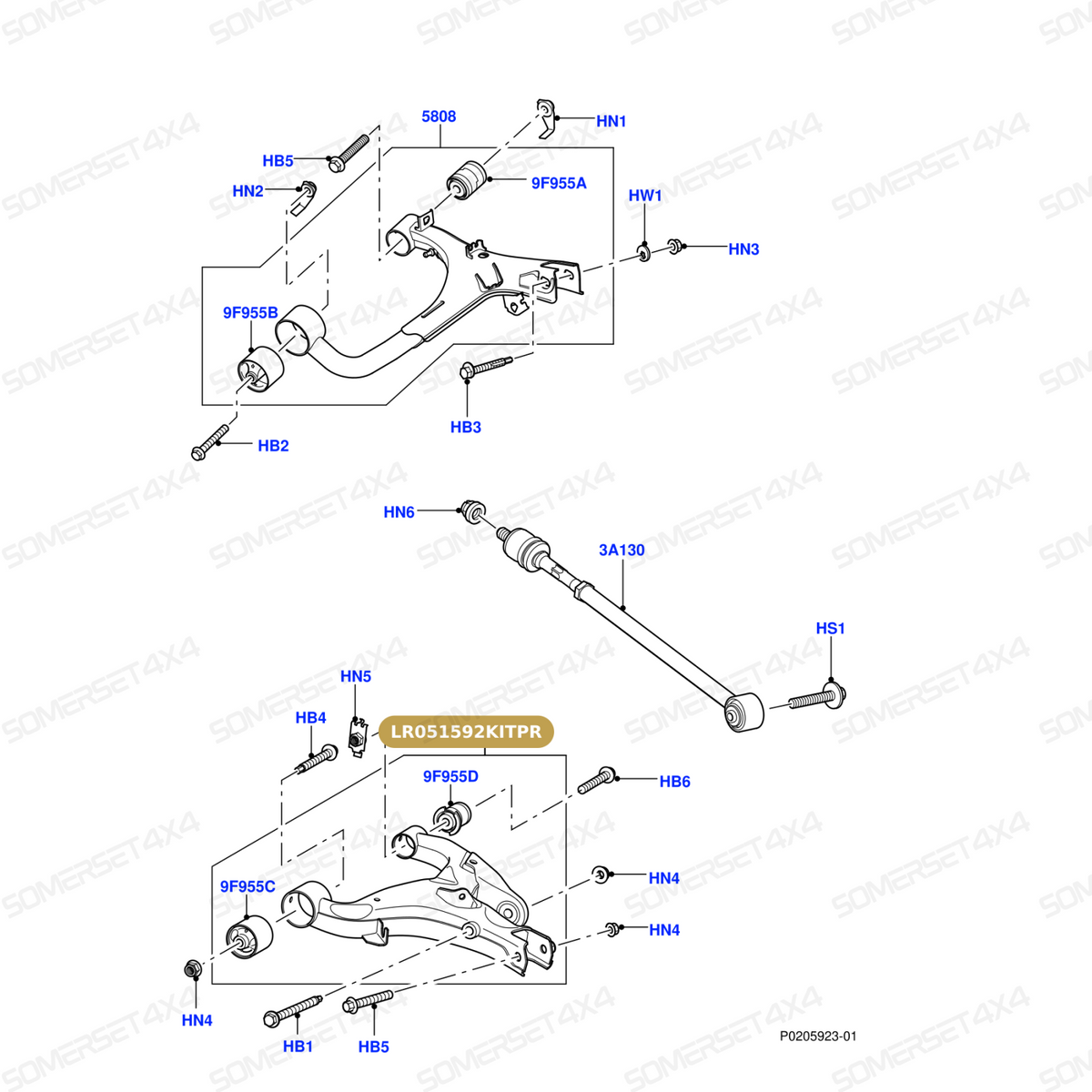 LR051592KITPR LAND ROVER - KIT - SUSPENSION ARM - REAR SUSPENSION From PROEVO+