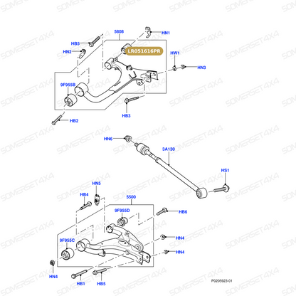 LR051616PR LAND ROVER - BUSH - REAR RADIUS ARM - REAR - UPPER From PROEVO+