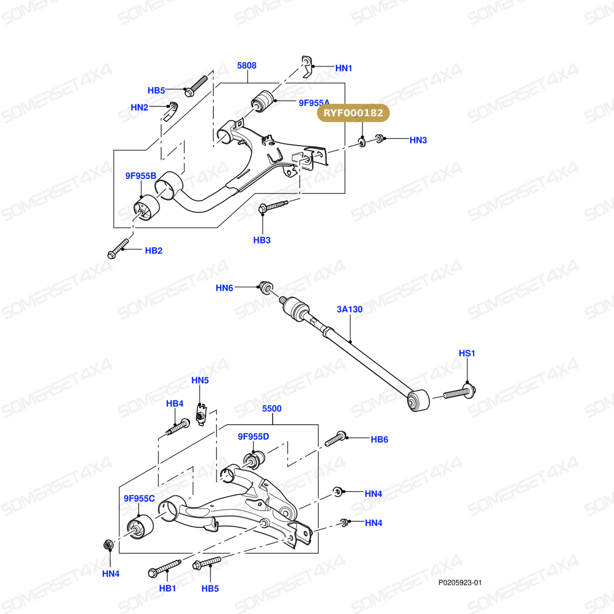 RYF000182 LAND ROVER - WASHER - REAR RADIUS ARM - X2 ADJUSTING From ALLMAKES