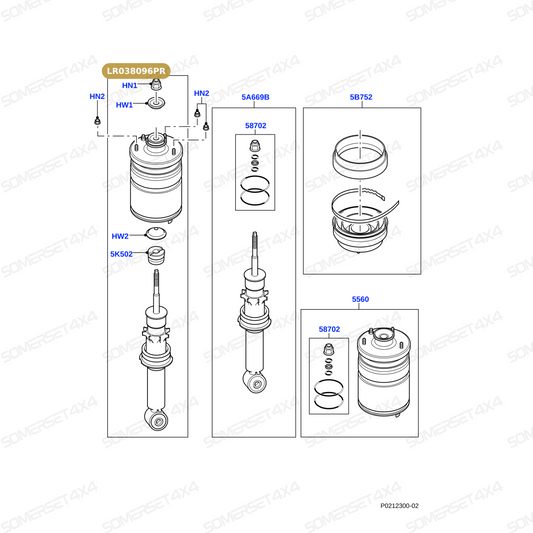 LR038095 LAND ROVER - DAMPER-REAR (+AIR SUSP) D4 L462 From BILSTEIN