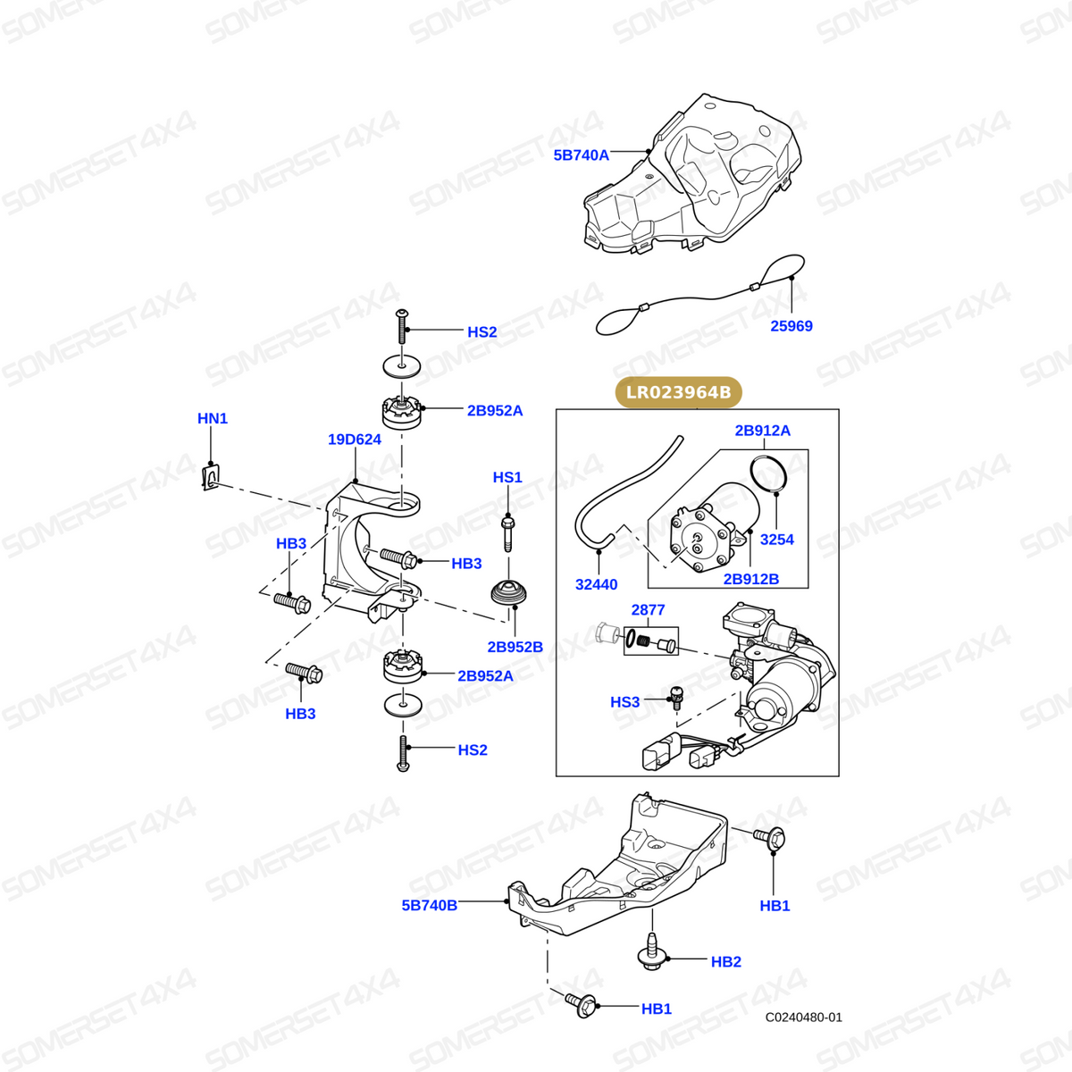 LR023964B LAND ROVER - COMPRESSOR - AIR SUSPENSION From HITACHI