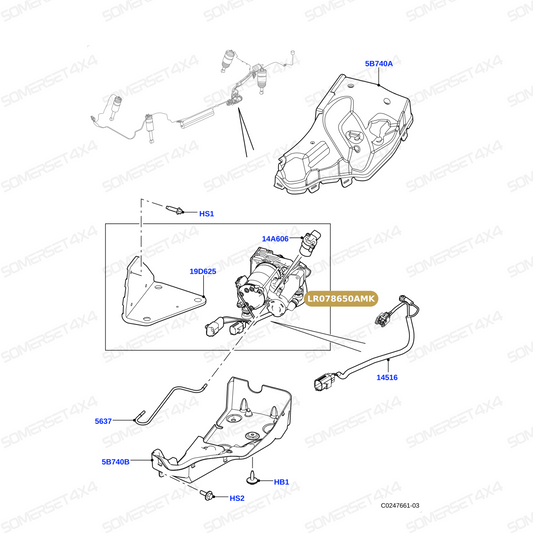 LR078650AMK LAND ROVER - COMPRESSOR - AIR SUS - INCL RELAY & BRACKET - D4 - RR SPORT 10-13