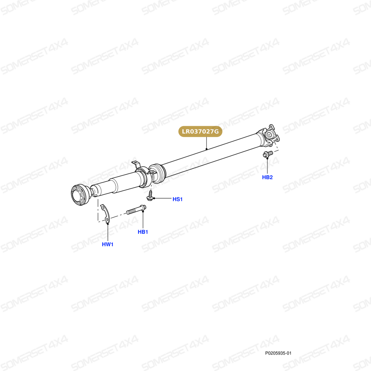 LR037027G LAND ROVER - PROPSHAFT - REAR From HARDY SPICER