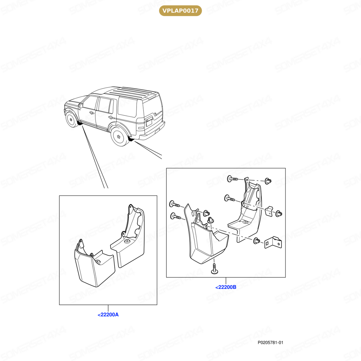 VPLAP0017 LAND ROVER - MUD FLAPS - REAR - PAIR - D3/D4 From TERRAFIRMA