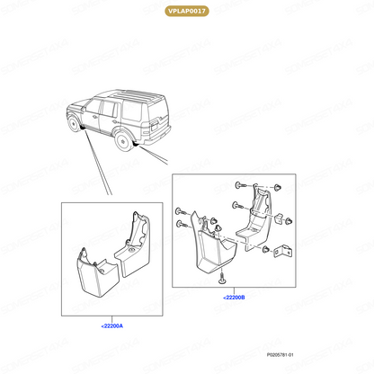 VPLAP0017 LAND ROVER - MUD FLAPS - REAR - PAIR - D3/D4 From TERRAFIRMA