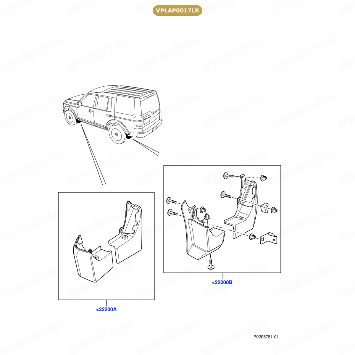 VPLAP0017LR GENUINE LAND ROVER - Mudflaps - Rear - Set
