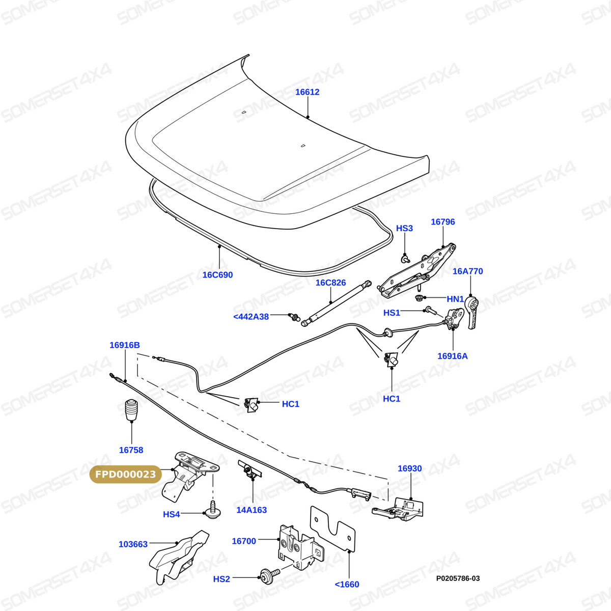 FPD000023 LAND ROVER - BONNT CATCH From ALLMAKES