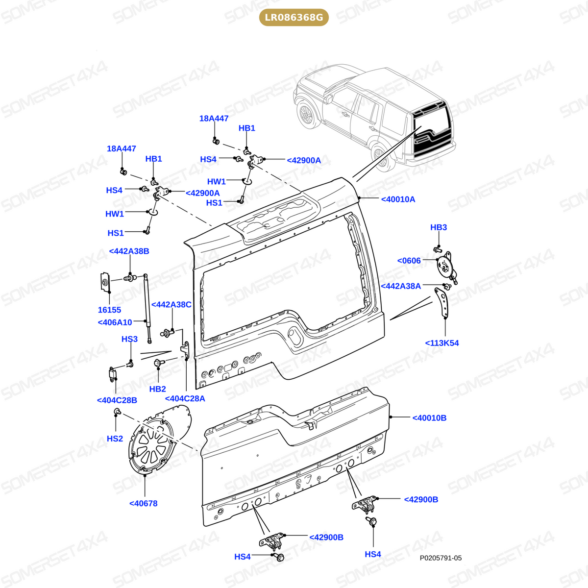 LR086368G LAND ROVER - LIFT ASSEMBLY - GAS - REAR DOOR - UPPER TAILGATE From STABILUS