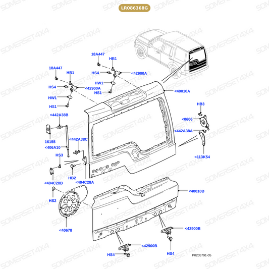 LR086368G LAND ROVER - LIFT ASSEMBLY - GAS - REAR DOOR - UPPER TAILGATE From STABILUS