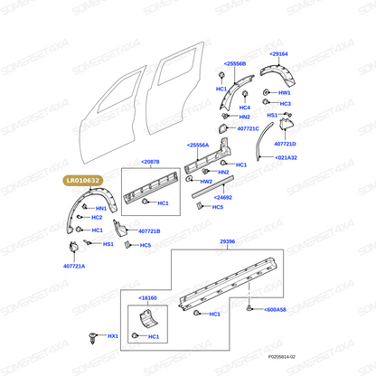 LR010632 LAND ROVER - MOULDING - FRONT WHEEL ARCH From ALLMAKES