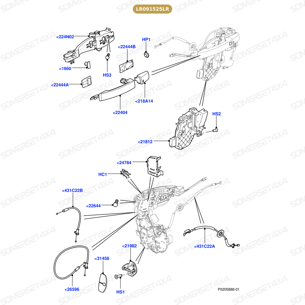 LR091525LR GENUINE LAND ROVER - LATCH - FRONT DOOR