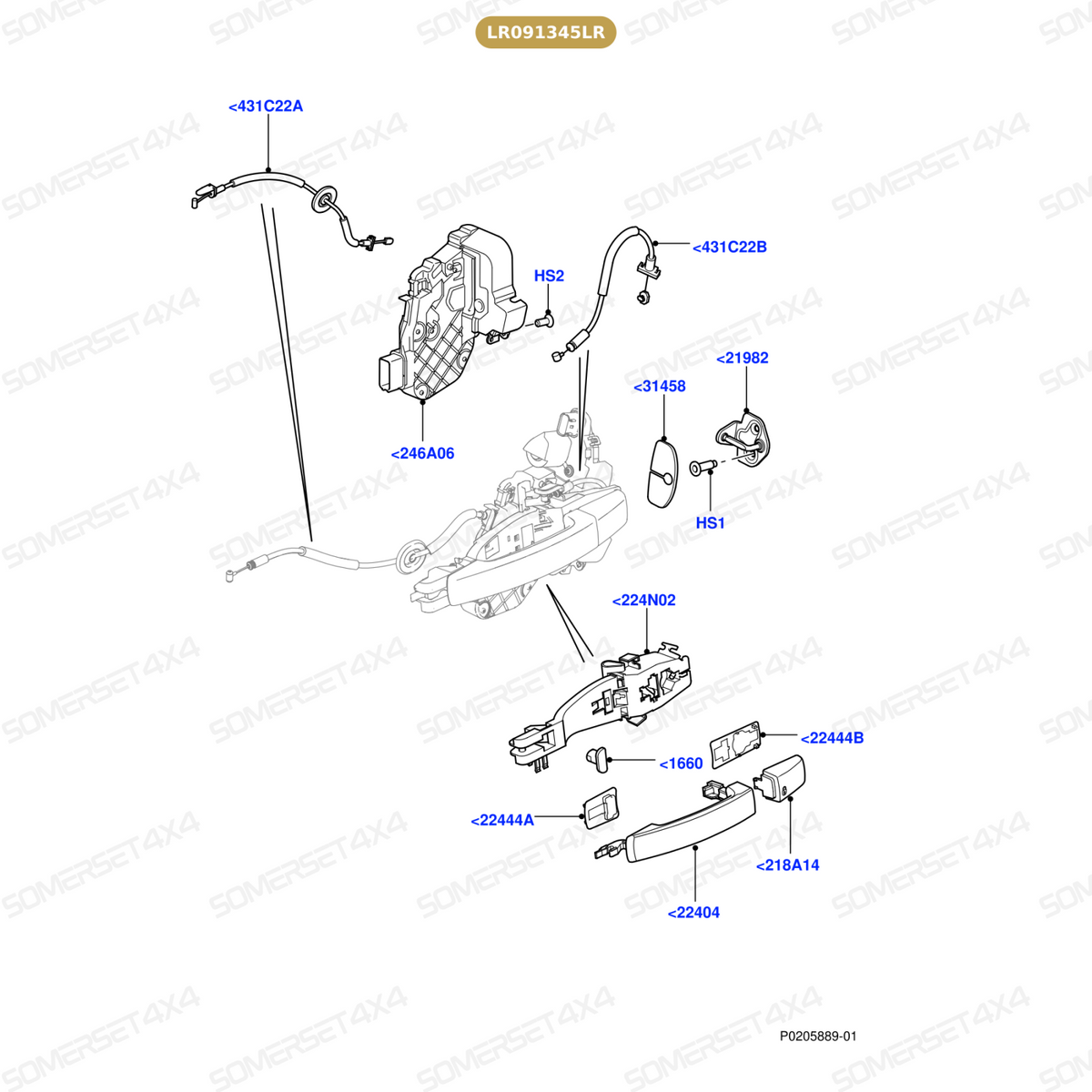 LR091345LR GENUINE LAND ROVER - LATCH - REAR DOOR