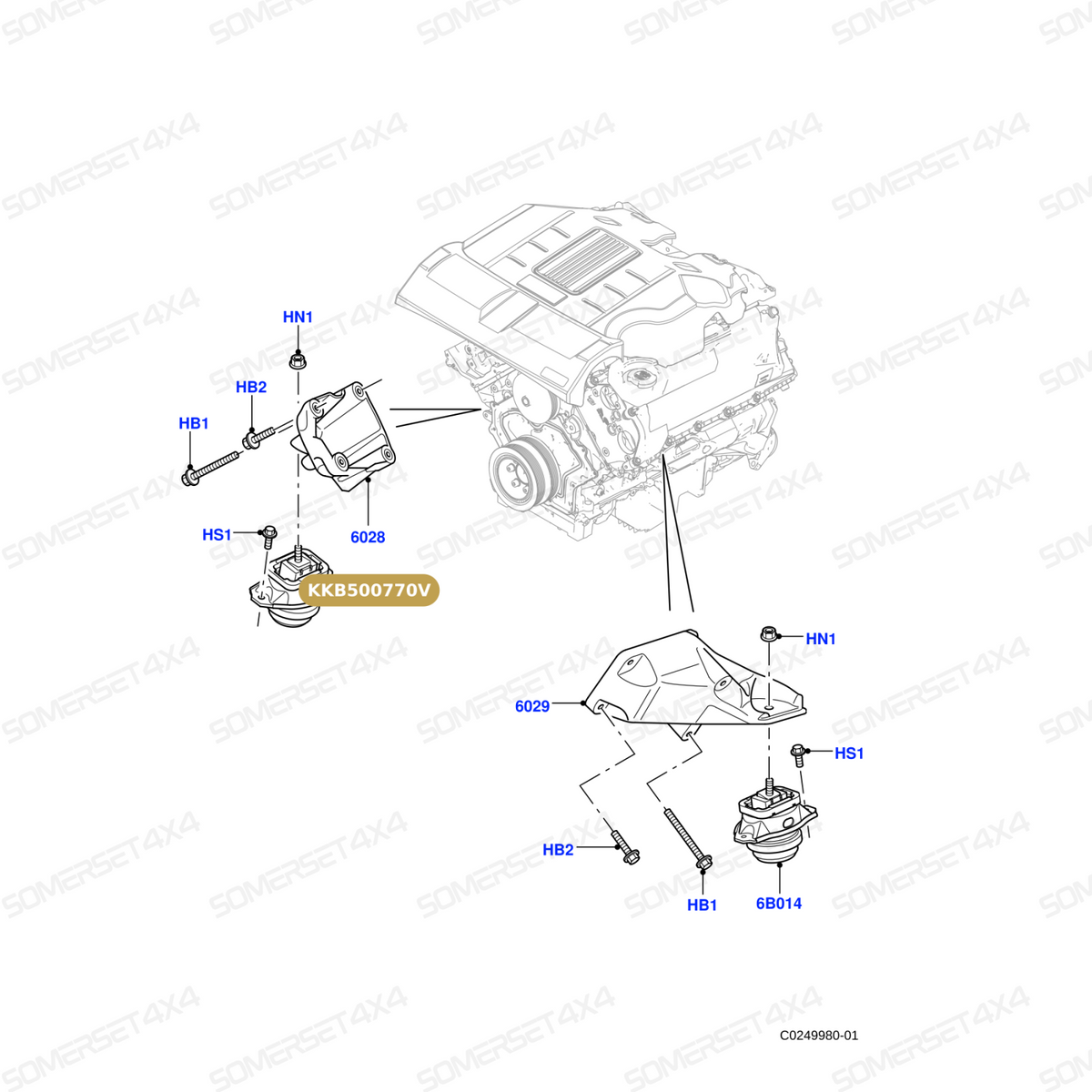 KKB500770V LAND ROVER - SUPPORT - ENGINE MOUNTING - FRON From OEM VIBRACOUSTIC