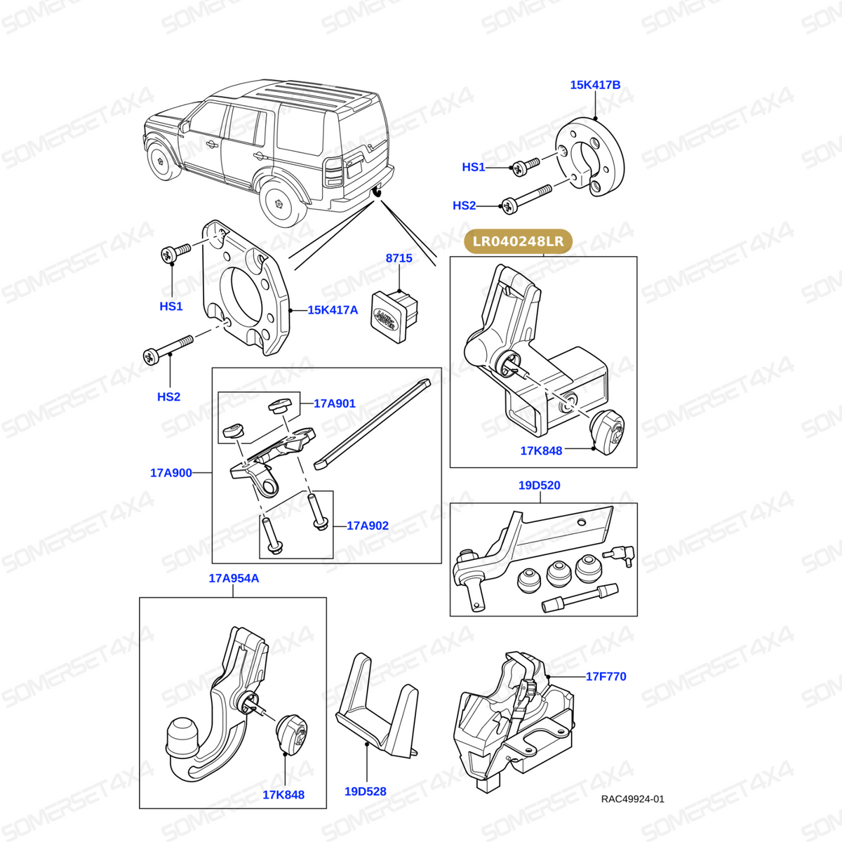 LR040248LR GENUINE LAND ROVER - HOOK - TOWING - REAR