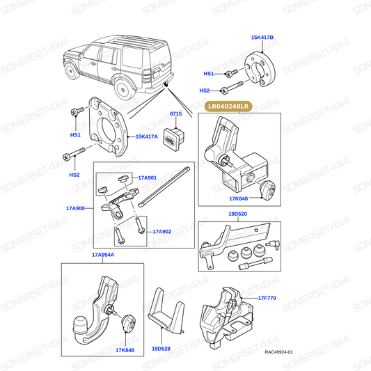 LR040248LR GENUINE LAND ROVER - HOOK - TOWING - REAR