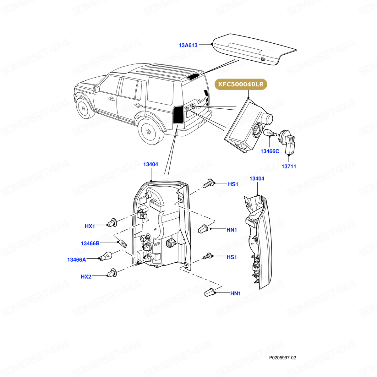 XFC500040LR GENUINE LAND ROVER - LAMP - LICENCE PLATE - WITH BULB