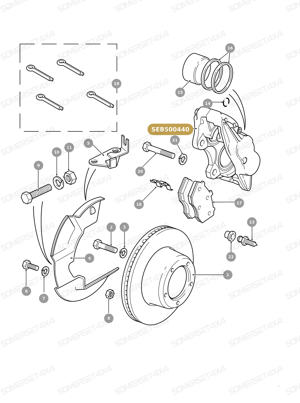 SEB500440 LAND ROVER - CALIPER ASSEMBLY - FRONT BRAKES - RH From ALLMAKES
