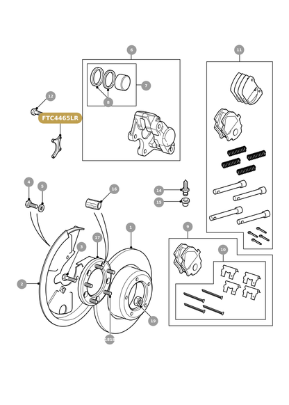FTC4465LR Land Rover Defender Genuine Rear Brake Shield Bracket