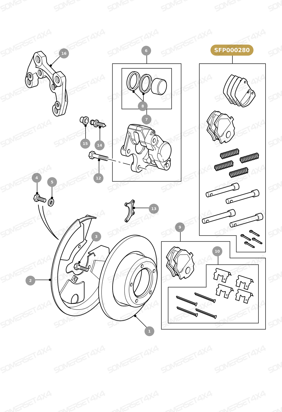 SFP000280 LAND ROVER - BRAKE PAD SET FOR REAR BRAKES From UNIBRAKES
