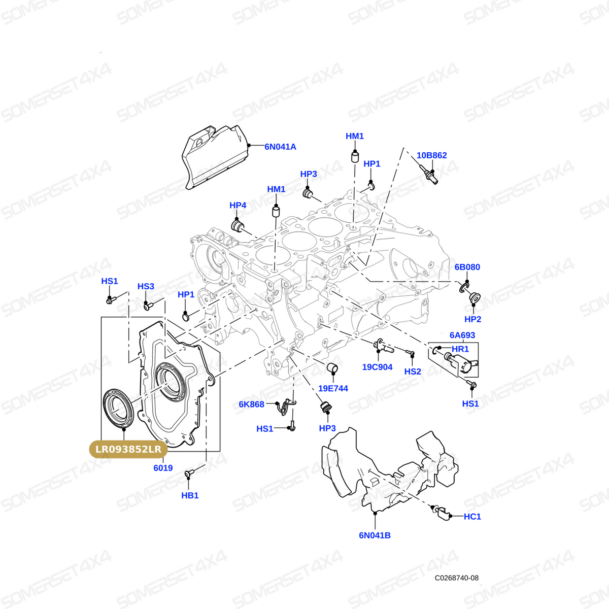 LR093852LR GENUINE LAND ROVER - SEAL - CRANKSHAFT OIL - FRONT