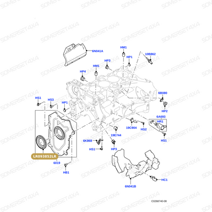 LR093852LR GENUINE LAND ROVER - SEAL - CRANKSHAFT OIL - FRONT