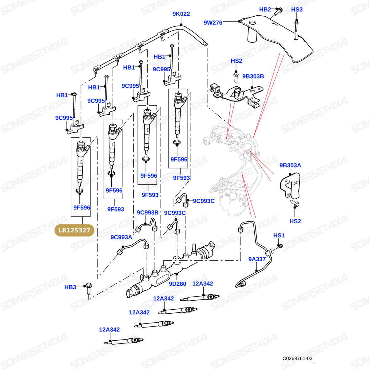 LR125327 LAND ROVER - FUEL INJECTOR-NEW 2.0D L462;L538;L550;L551;L560 From BOSCH