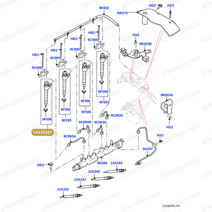 LR125327 LAND ROVER - FUEL INJECTOR-NEW 2.0D L462;L538;L550;L551;L560 From BOSCH