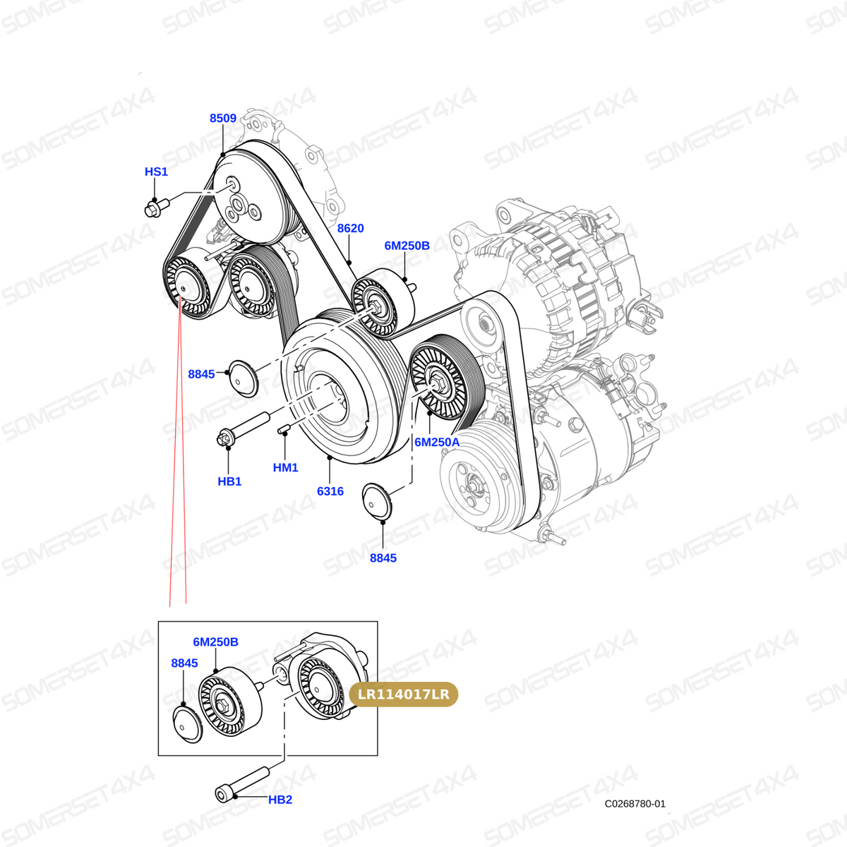 LR114017LR GENUINE LAND ROVER - PULLEY - TENSION