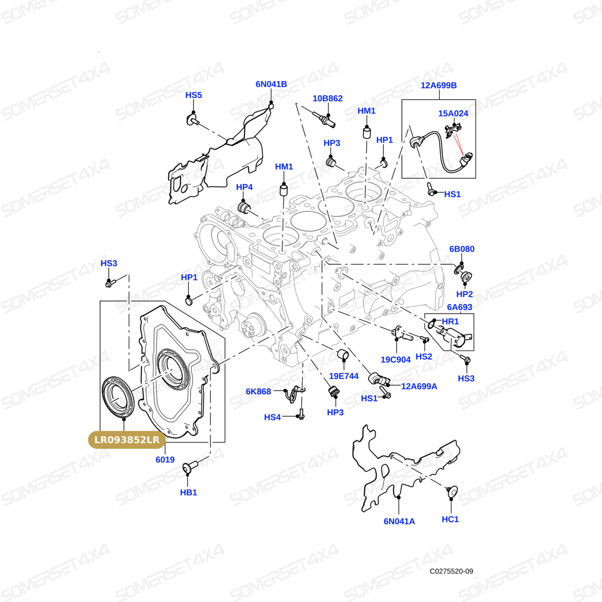 LR093852LR GENUINE LAND ROVER - SEAL - CRANKSHAFT OIL - FRONT