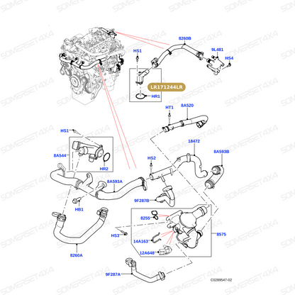 LR171244LR GENUINE LAND ROVER - TUBE - WATER OUTLET