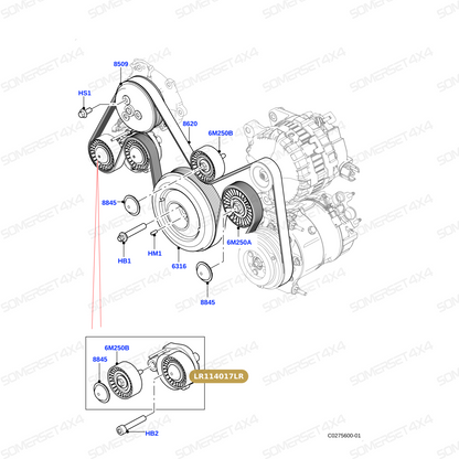 LR114017LR GENUINE LAND ROVER - PULLEY - TENSION