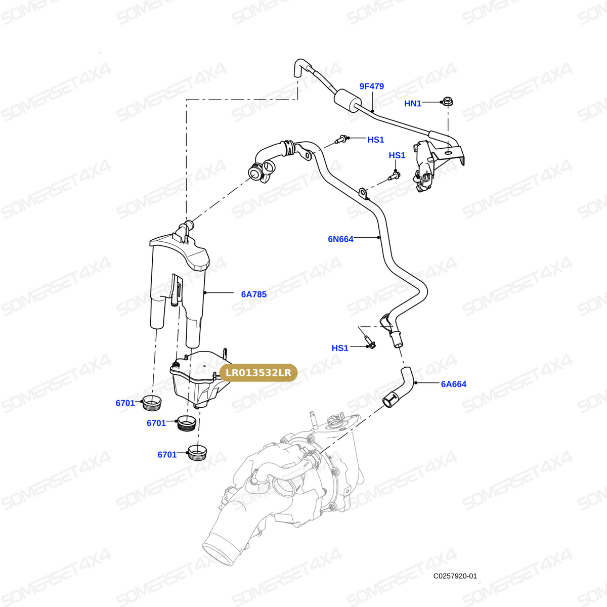 LR013532LR GENUINE LAND ROVER - RESERVOIR - OIL SEPARATOR