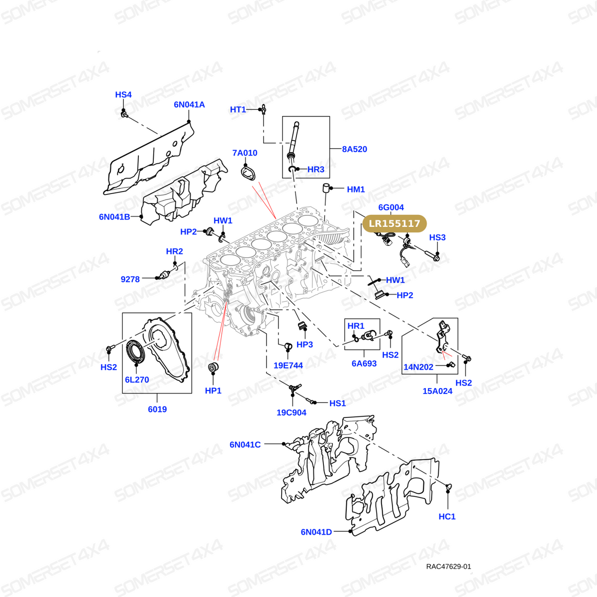 LR155117 LAND ROVER - SENSOR-CRANKSHAFT KNOCK-REAR 2.0L From BOSCH