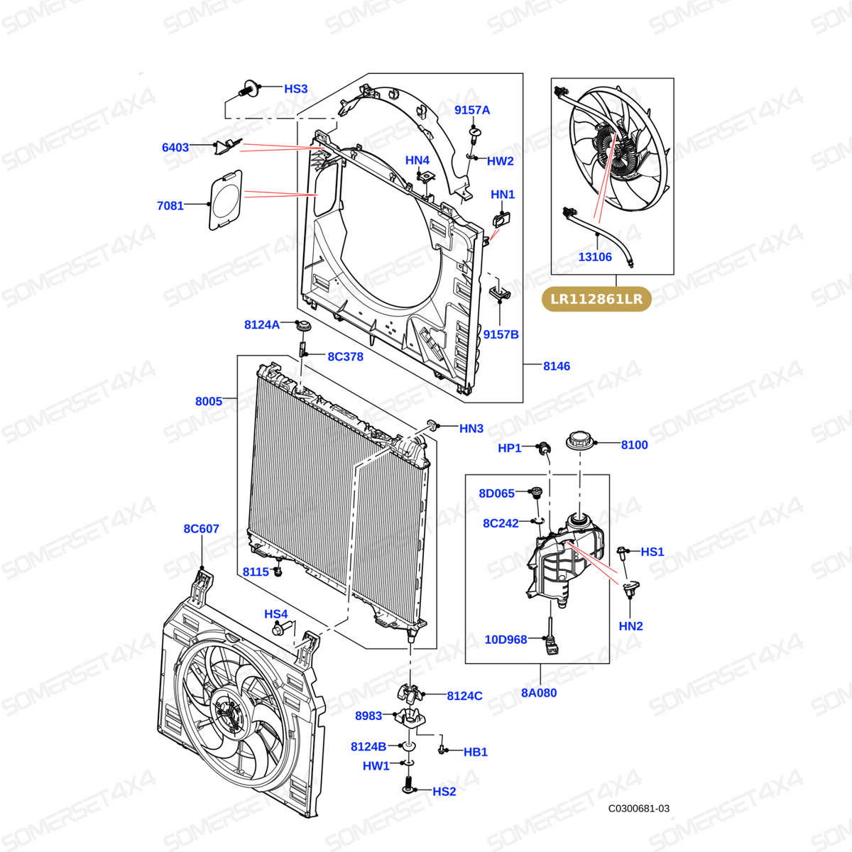 LR112861LR GENUINE LAND ROVER - FAN AND MOTOR