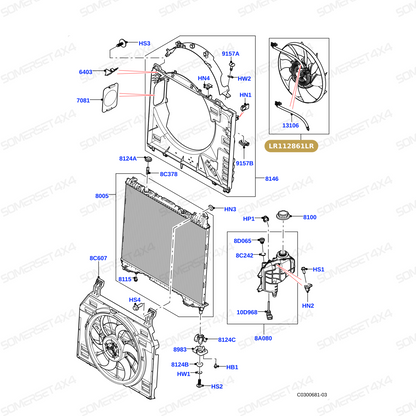 LR112861LR GENUINE LAND ROVER - FAN AND MOTOR