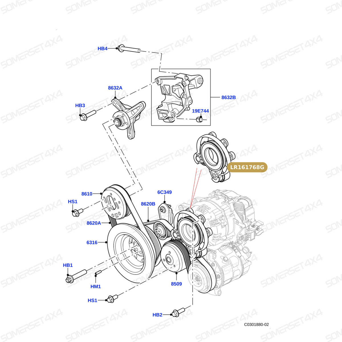 LR161768G LAND ROVER - TENSIONER - DRIVE BELT From PR2 ALLMAKES OE