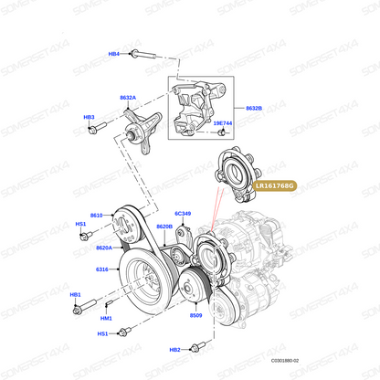 LR161768G LAND ROVER - TENSIONER - DRIVE BELT From PR2 ALLMAKES OE