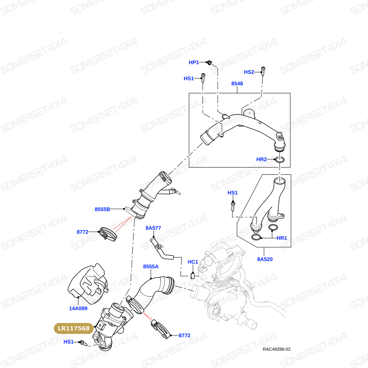 LR117568 LAND ROVER - CONNECTION - WATER OUTLET From ALLMAKES