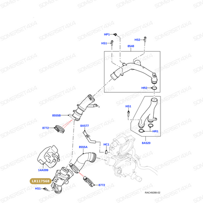 LR117568 LAND ROVER - CONNECTION - WATER OUTLET From ALLMAKES