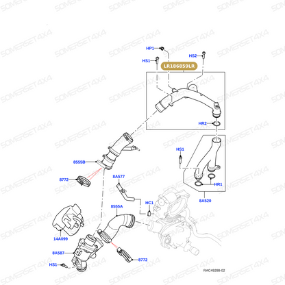 LR186859LR GENUINE LAND ROVER - TUBE - WATER INLET