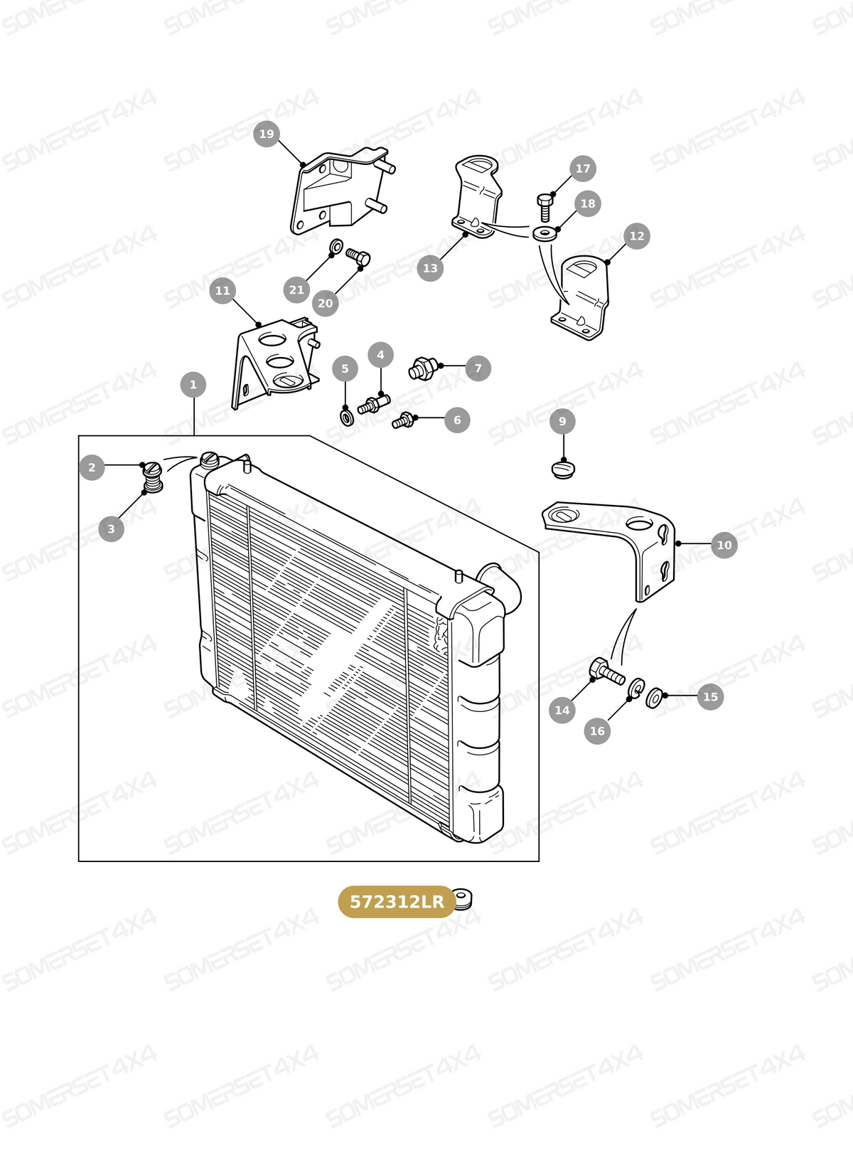 572312LR GENUINE LAND ROVER - BUSH - MOUNTING - RADIATOR