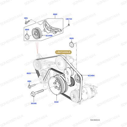 LR071035LR GENUINE LAND ROVER - TENSIONER - DRIVE BELT
