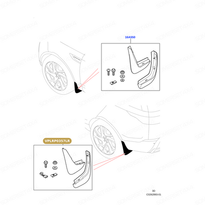 VPLRP0357LR GENUINE LAND ROVER - KIT - MUDFLAP - REAR