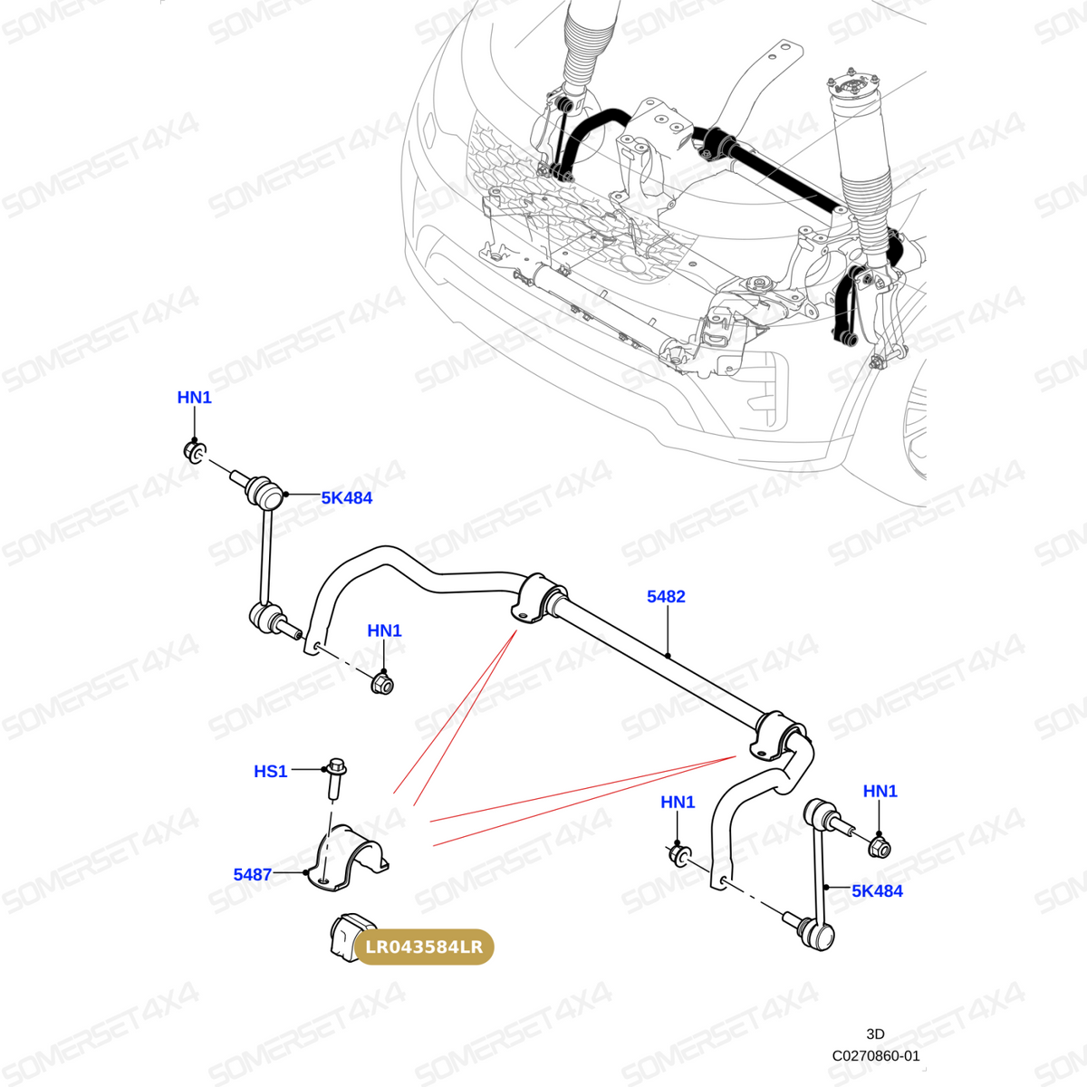 LR043584LR GENUINE LAND ROVER - INSULATOR - STABILIZER BAR