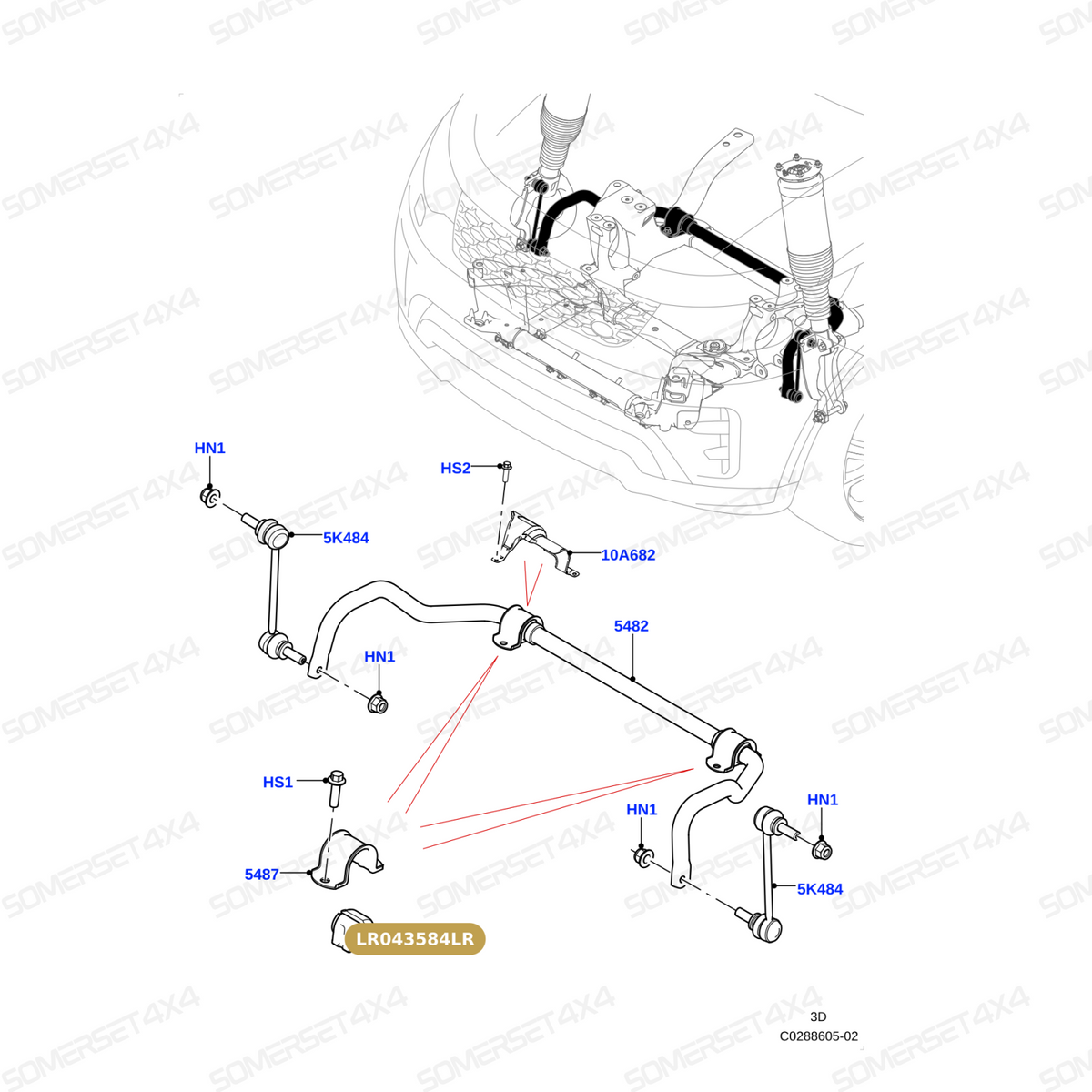 LR043584LR GENUINE LAND ROVER - INSULATOR - STABILIZER BAR