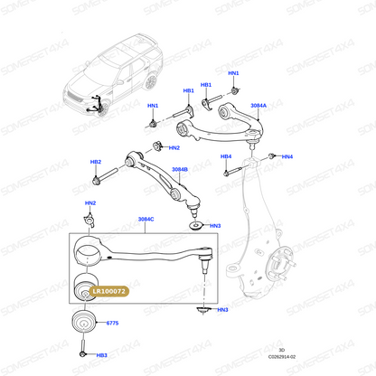 LR100072 LAND ROVER - BUSH - SUSPENSION ARM - FRONT RADIUS ARM From PR2 ALLMAKES