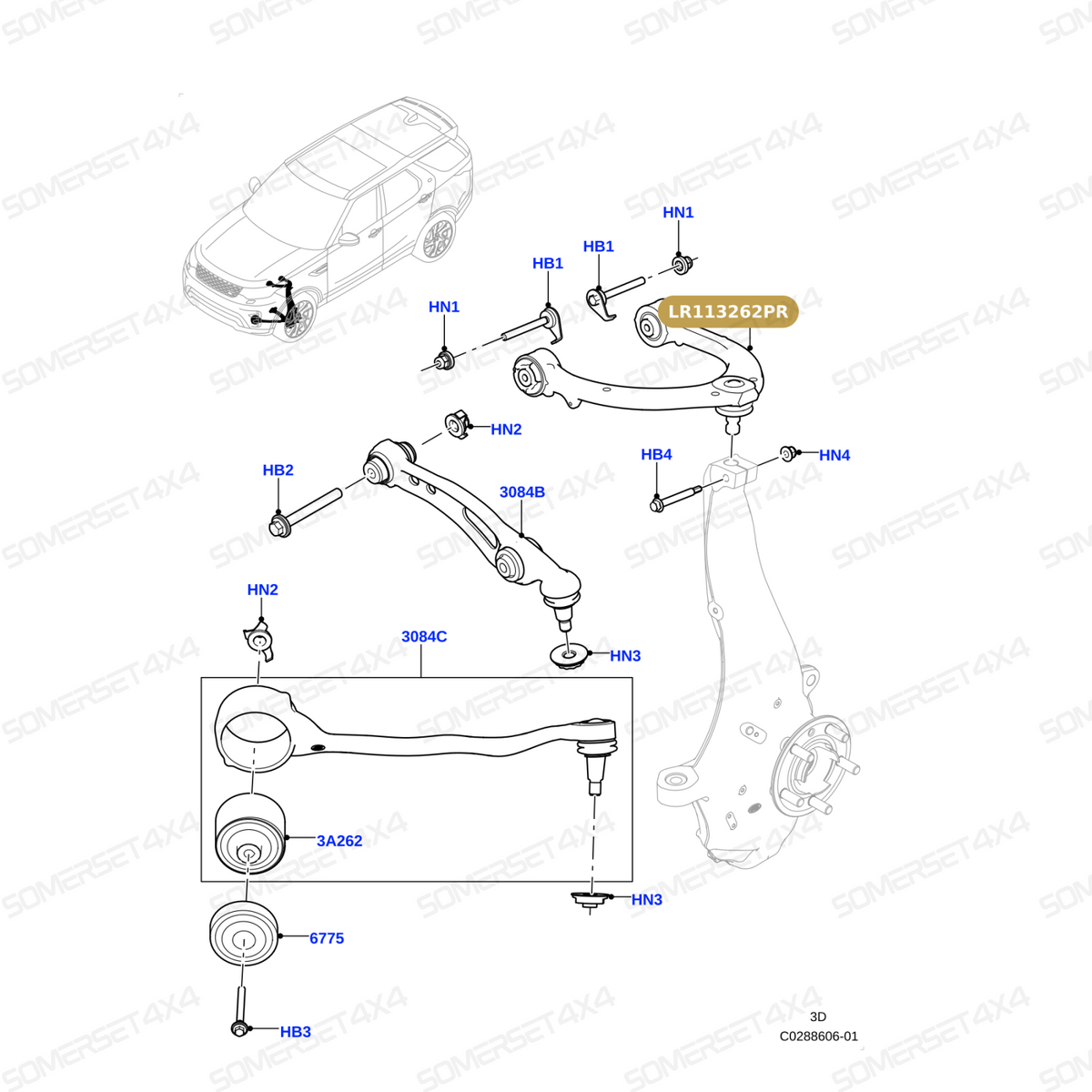 LR113262PR LAND ROVER - ARM - UPPER FRONT RH 247MM LENGTH R5/D5/ From PROEVO+